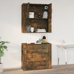 Walplus Wall Cabinet Smoked Oak 80X33X80 Cm Engineered Wood - thumbnail 9
