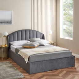 Home Treats Grey Small Double Ottoman Bed With Curved Headboard & Wings - thumbnail 3