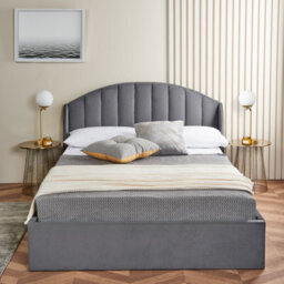 Home Treats Grey Small Double Ottoman Bed With Curved Headboard & Wings - thumbnail 5