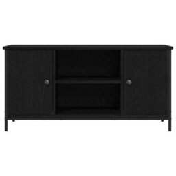 Berkfield Tv Cabinet Black Oak 100X40X50 Cm Engineered Wood And Steel - thumbnail 6