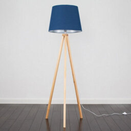 Valuelights Barbro Natural Tripod Floor Lamp With Navy Tapered Shade And Bulb - thumbnail 4
