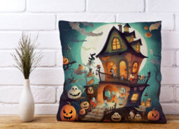 Warren Reed Designer Illustrations A Whimsical Haunted House Cushions 60Cm X 60Cm - thumbnail 2