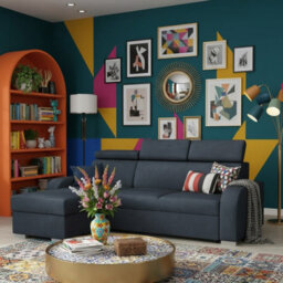 Oslo M 2Rlc Mdf Chipboard Corner Sofa Bed Universal Storage Adjustable Headrests Freestanding Back 235X170X85 Graphite - thumbnail 2
