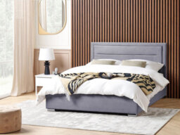 Beliani Ottoman Bed Velvet Rouen 180 X 200 Cm (Eu Super King) Dark Grey - thumbnail 2
