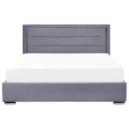 Beliani Ottoman Bed Velvet Rouen 180 X 200 Cm (Eu Super King) Dark Grey - thumbnail 6