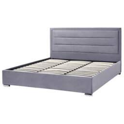 Beliani Ottoman Bed Velvet Rouen 180 X 200 Cm (Eu Super King) Dark Grey - thumbnail 7