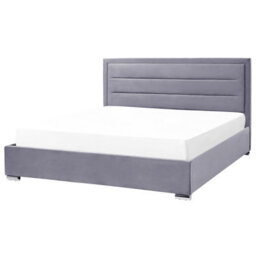 Beliani Ottoman Bed Velvet Rouen 180 X 200 Cm (Eu Super King) Dark Grey - thumbnail 4