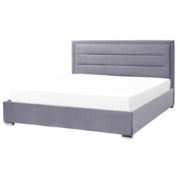 Beliani Ottoman Bed Velvet Rouen 180 X 200 Cm (Eu Super King) Dark Grey - thumbnail 5