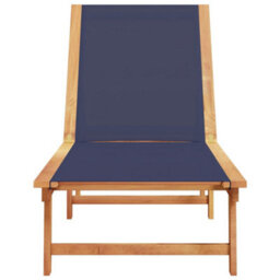 Berkfield Sun Lounger Blue Solid Wood Acacia And Textilene - thumbnail 3