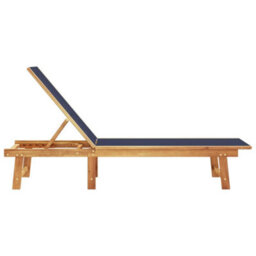 Berkfield Sun Lounger Blue Solid Wood Acacia And Textilene - thumbnail 4