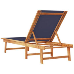 Berkfield Sun Lounger Blue Solid Wood Acacia And Textilene - thumbnail 5