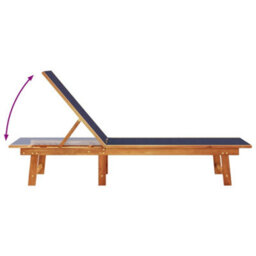 Berkfield Sun Lounger Blue Solid Wood Acacia And Textilene - thumbnail 6
