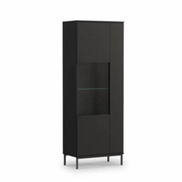 Arte Querty 07 Tall Display Cabinet In Black Matt - Elegantly Showcase Your Treasures - W700mm X H1900mm X D410mm