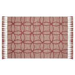 Wyld And Coco Red Cotton Area Rug 140 X 200 Cm - Hand-Tufted Geometric Boho - thumbnail 1