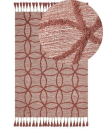 Wyld And Coco Red Cotton Area Rug 140 X 200 Cm - Hand-Tufted Geometric Boho - thumbnail 3