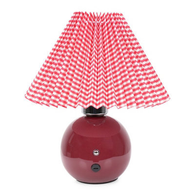 Valuelights Burgundy Gingham Touch Button Rechargeable Table Lamp - image 1