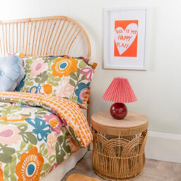 Valuelights Burgundy Gingham Touch Button Rechargeable Table Lamp - thumbnail 7