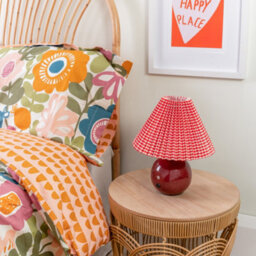 Valuelights Burgundy Gingham Touch Button Rechargeable Table Lamp - thumbnail 8