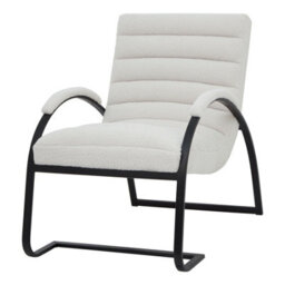 Wyld Haus Soft Cream Ribbed Bouclé Accent Chair With Black Metal Frame - thumbnail 2