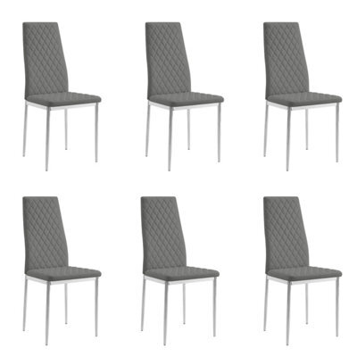 Home Detail Sona Faux Leather Dining Chair Set Of 6, Grey With Silver Legs - image 1