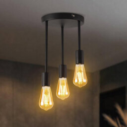Industrial 3-Way Pendant Ceiling Light Black Hanging Lights With E27 Base For Living Room Bedroom Kitchen Hallway - thumbnail 7