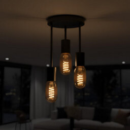 Industrial 3-Way Pendant Ceiling Light Black Hanging Lights With E27 Base For Living Room Bedroom Kitchen Hallway - thumbnail 3