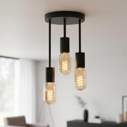 Industrial 3-Way Pendant Ceiling Light Black Hanging Lights With E27 Base For Living Room Bedroom Kitchen Hallway - thumbnail 2