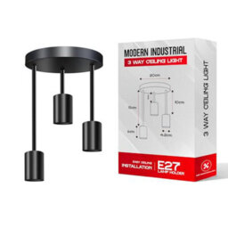 Industrial 3-Way Pendant Ceiling Light Black Hanging Lights With E27 Base For Living Room Bedroom Kitchen Hallway - thumbnail 1