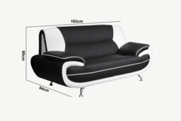 Luigi 2 Seater Sofa Faux Leather Black&white - thumbnail 2