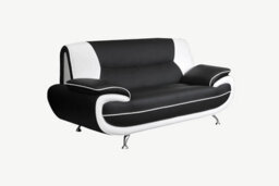 Luigi 2 Seater Sofa Faux Leather Black&white - thumbnail 1