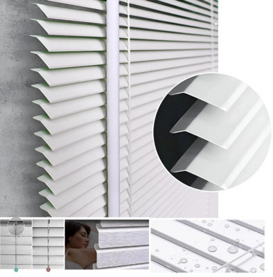 OPTIMAL PRODUCTS L-Shape Grey Pvc Blinds Window Venetian Easy Fit Office Blind Effect 45Cm X 150Cm - image 1