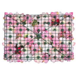 Neel Blue Artificial Flower Wall Backdrop Panel, 60Cm X 40Cm, Hot Rose Pink With Leaves - thumbnail 6