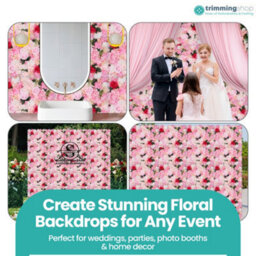Neel Blue Artificial Flower Wall Backdrop Panel, 60Cm X 40Cm, Hot Rose Pink With Leaves - thumbnail 9