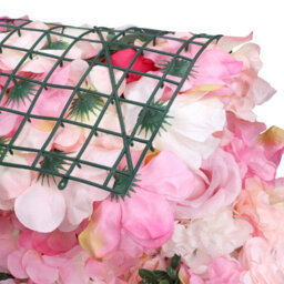 Neel Blue Artificial Flower Wall Backdrop Panel, 60Cm X 40Cm, Hot Rose Pink With Leaves - thumbnail 2