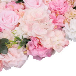 Neel Blue Artificial Flower Wall Backdrop Panel, 60Cm X 40Cm, Hot Rose Pink With Leaves - thumbnail 3