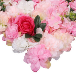 Neel Blue Artificial Flower Wall Backdrop Panel, 60Cm X 40Cm, Hot Rose Pink With Leaves - thumbnail 4