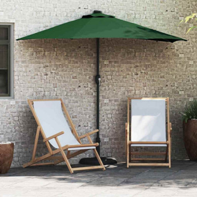 Berkfield Garden Parasol With Led Strip Lights Green Fabric - image 1