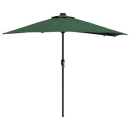 Berkfield Garden Parasol With Led Strip Lights Green Fabric - thumbnail 2