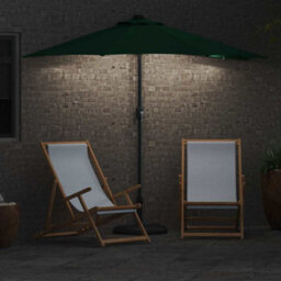 Berkfield Garden Parasol With Led Strip Lights Green Fabric - thumbnail 4