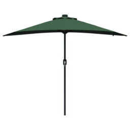 Berkfield Garden Parasol With Led Strip Lights Green Fabric - thumbnail 5