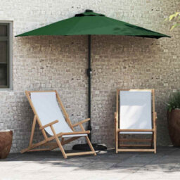 Berkfield Garden Parasol With Led Strip Lights Green Fabric