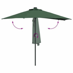 Berkfield Garden Parasol With Led Strip Lights Green Fabric - thumbnail 9