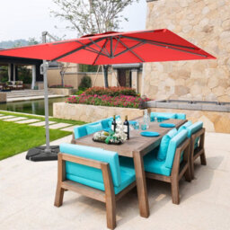 Costway 10 Ft Patio Cantilever Umbrella Outdoor Square Parasol Hanging With 360 Rotation - thumbnail 8