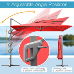 Costway 10 Ft Patio Cantilever Umbrella Outdoor Square Parasol Hanging With 360 Rotation - thumbnail 5