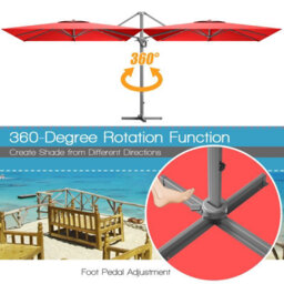 Costway 10 Ft Patio Cantilever Umbrella Outdoor Square Parasol Hanging With 360 Rotation - thumbnail 6