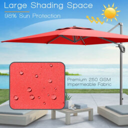 Costway 10 Ft Patio Cantilever Umbrella Outdoor Square Parasol Hanging With 360 Rotation - thumbnail 4