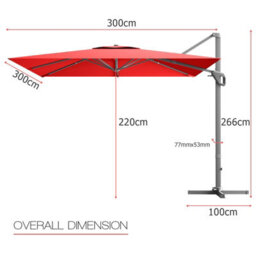 Costway 10 Ft Patio Cantilever Umbrella Outdoor Square Parasol Hanging With 360 Rotation - thumbnail 2