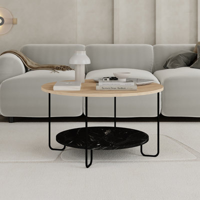 Decortie Corro Modern Coffee Table 80Cm Square Round Multipurpose Oak Lotus Living Room H 45Cm - image 1