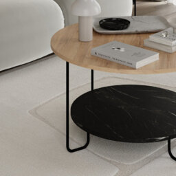 Decortie Corro Modern Coffee Table 80Cm Square Round Multipurpose Oak Lotus Living Room H 45Cm - thumbnail 4