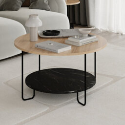 Decortie Corro Modern Coffee Table 80Cm Square Round Multipurpose Oak Lotus Living Room H 45Cm - thumbnail 5